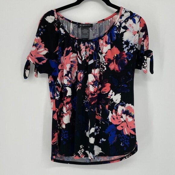 INC pink blue tied sleeve floral tshirt petite - Picture 11 of 11